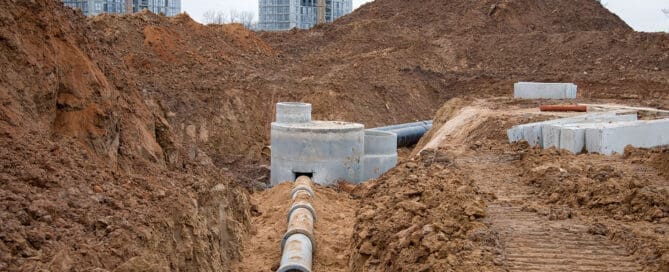 Excavation equipment operating on a strip-mined site during a ground improvement project, showcasing dynamic compaction techniques for site remediation.