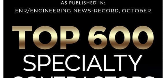 ENR Top 600 Specialty Contractors 2022 badge highlighting Densification’s debut recognition for industry excellence in ground improvement services.
