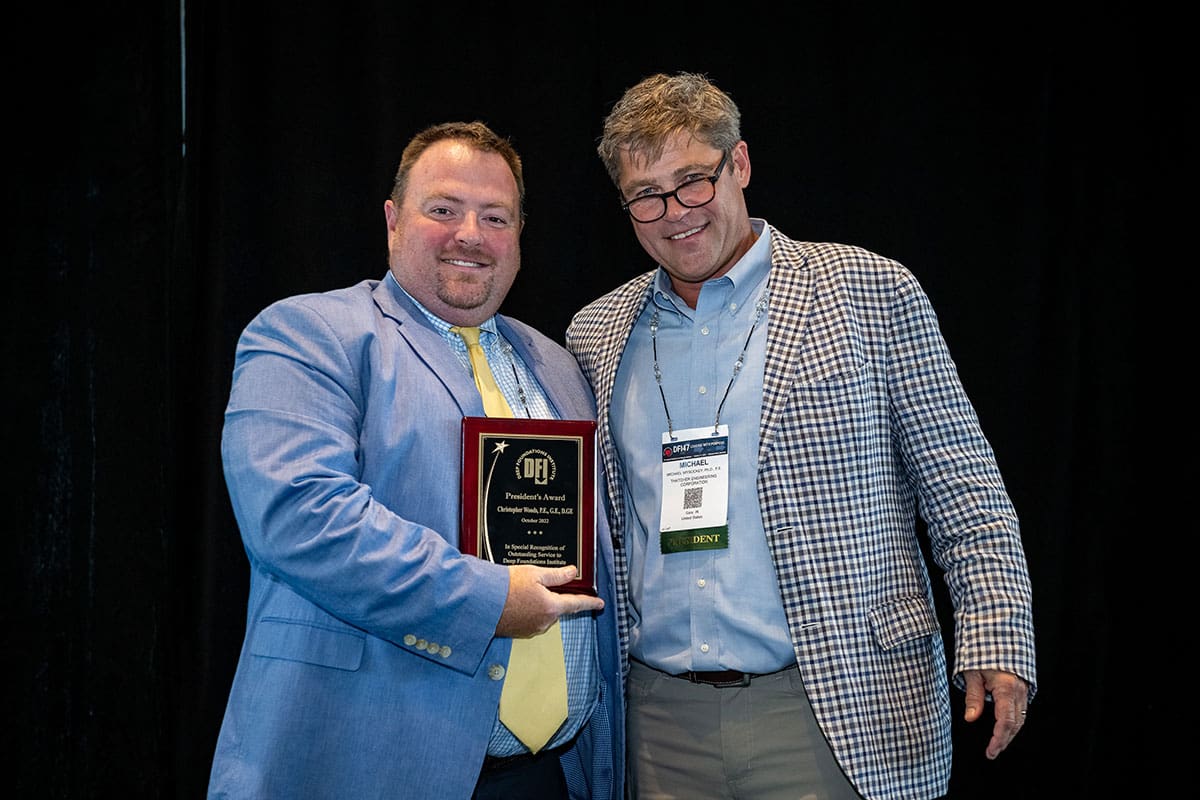 Chris Woods receiving an award